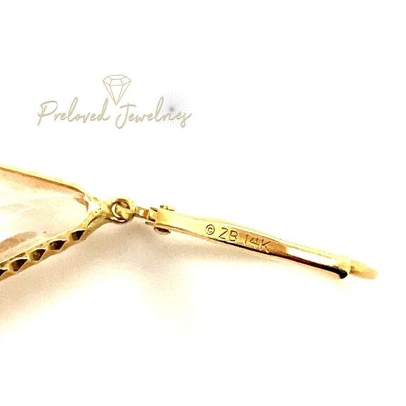 14k Clear Glass Dangle Earrings - Picture 4 of 8